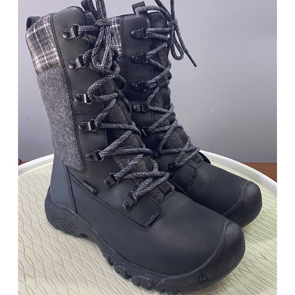 Keen‎ DRY Women's Black&Gray Plaid Waterproof Hiking Winter Insulated Boots 6.5